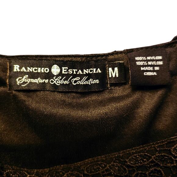 rancho Estancia black floral lace dark fairy whimsy goth dress size m - Picture 5 of 7